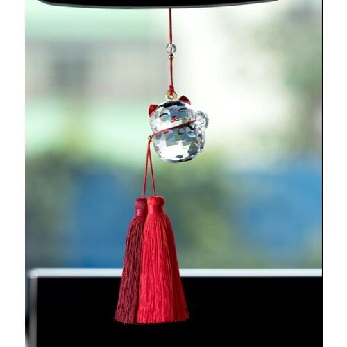 Crystal Cute Lucky Fortune Cat Figurines Ornament Crystal Pink Pig Collection Craft Toy Favor Christmas Gift Car Hangings