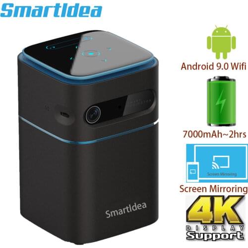 Smartldea D042 Pocket Smart Projector Android9.0 5G Wifi BT5.0 DLP Mini Proyector Battery support 4K Smartphone portable Beamer