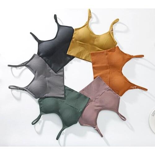 Women Tank Crop Top Seamless Underwear Crop Top Female U Back Short Tops Women Sexy Lingerie Sleeveless Padded Camisole