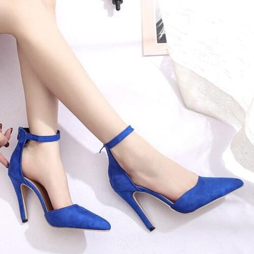 Summer Shoes Women Sexy Thin High Heels Sandals Women Fashion Pointed Toe PU Leather Pumps Ladies Wedding Shoes Free shipping