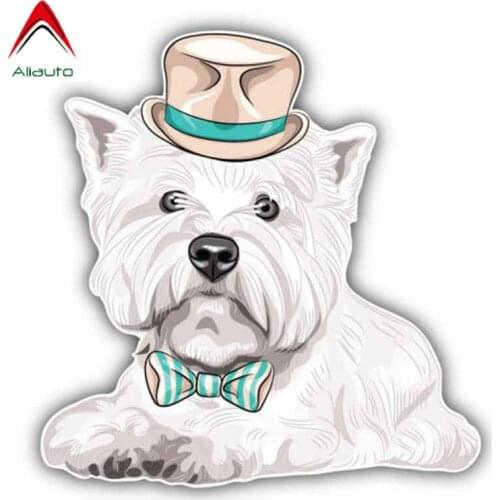 Aliauto Lovely Car Sticker Hipster West Highland White Terrier Dog Decoration Waterproof Reflective Creative Decal PVC,11cm*11cm