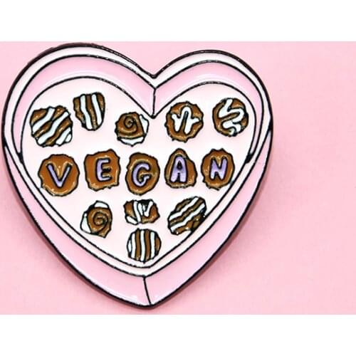 Fashion Creative Enamel Brooch Cartoon Love Bento Fun Badge "VEGAN" Vegetarian Vegetable Love Jewelry Friends Gift