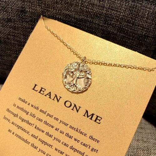 MOONXUAN Card Alloy Plant The Tree Of Life Charm Gold Sliver Plated Chains Choker Reminder Pendant Necklace For Women