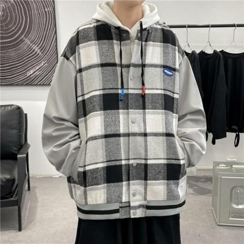 Hip Hop Plaid Baseball Jacket Men 2021 High-quality Harajuku Streetwear Unisex All-match Letter Boyfriend Style Bomber Coats