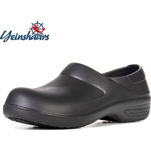 YEINSHAARS Men Womens Working Clogs Shoes EVA Black Garden Mule Clog Kitchen Work Sandals Nurse/Chef Shoes Oil-proof Flats