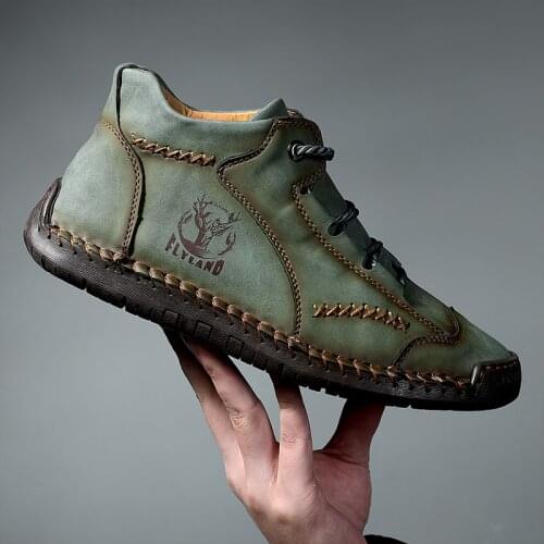 Newest Men Leather Flats Fashion Handmade Mencasual Shoes Outdoor Waterproof Non-slip Mens Loafers Plus Size 48