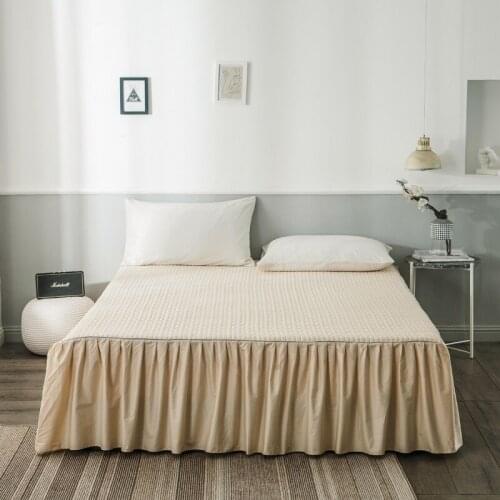 2019 new products Cotton quilting Bedspread Fitted Sheet Pillowcases 2/3pcs Solid Princess Pleated lace Bedding