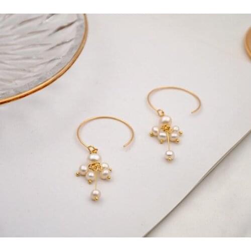 New Arrival Favorite Pearl Earrings White Freshwater Pearls Grape Earring Fine Jewelry Charming Wedding Birthday Lady Gift