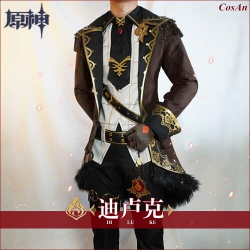 New Arrival Hot Game Genshin Impact Diluc Cosplay Costume Fashion Combat Uniform Suits Full Set Male Role Play Clothing
