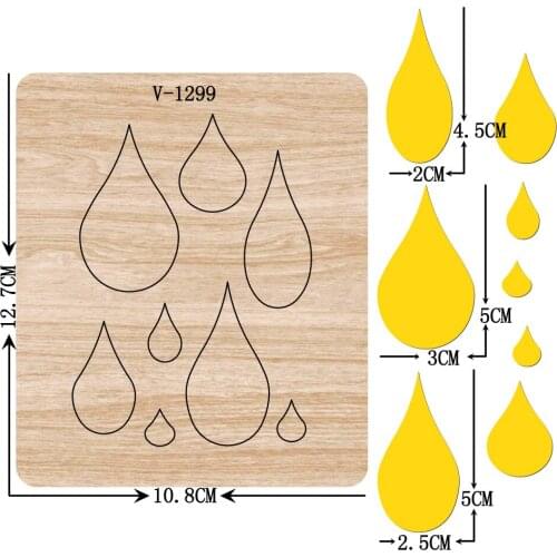 New raindrop wooden dies cutting dies for scrapbooking Multiple sizes /V-1299