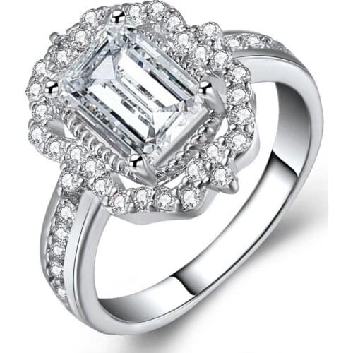 Ofertas Milangirl Ladies Engagement White Cubic Zirconia Crystal Female Copper Ring for Women Jewelry Wedding