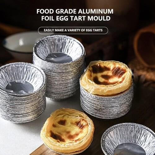 Egg tart tin foil 100pcs Baking Mold Cookie Muffin Egg Tart Fresh Disposable Good Tin Foil Cake Cup Round aluminum foil Portugue
