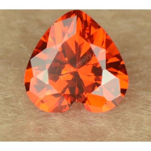 Wholesale 2*2~15*15mm 5A Light Red Orange Heart Shape Cut Synthetic CZ Gems Loose Lab Grown Cubic Zircon Stone For Jewelry DIY