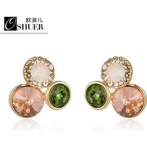 OSHUER Mix wholesale 2018 new Fashion Korea Style Wings Rhinestones Purple Bow Earrings for women