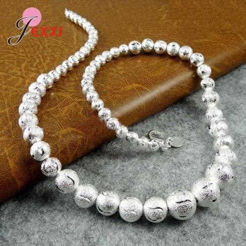 S925 Silver Necklace Exquisite Noble Luxury Gorgeous Charm Fashion Chain Women Lady Beads Necklace Sterling Silver Jewelry