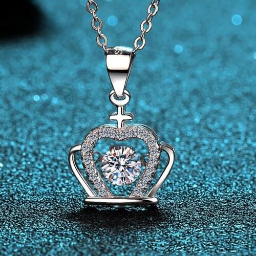 Silver 0.5 Carat Diamond Test Passed Excellent Cut D Color Good Clarity Moissanite Crown Pendant Necklace Silver 925 Jewelry