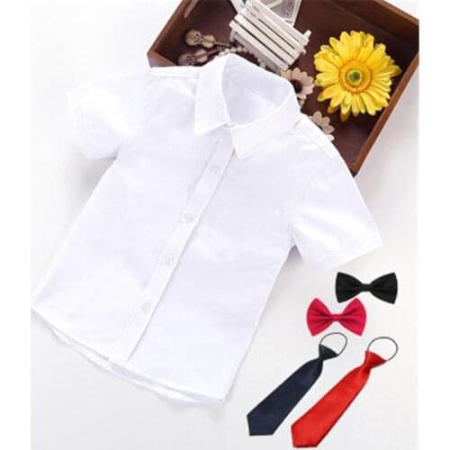 2019 School Wedding Boys Shirts White Turn-down Collar Boy Shirt Kids Short Sleeve Children Baby Toddler Clothes Tops 3-11y
