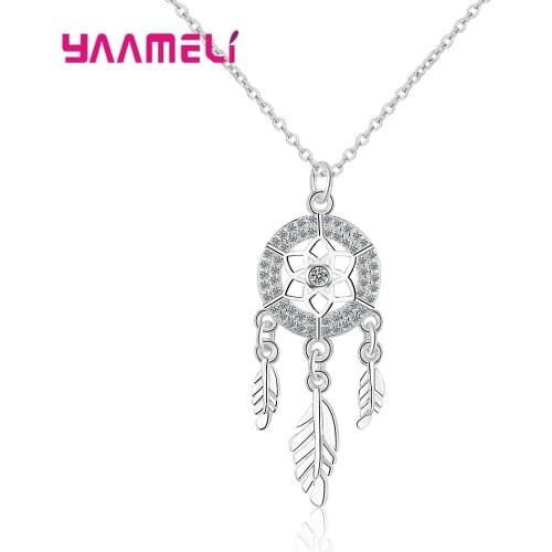 S925 Sterling Silver Newest Fashion Dream Catcher Trendy Pendant Elegant Necklace For Women Ladies Anniversary Jewelry