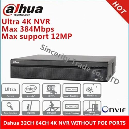 Dahua NVR608-32-4KS2 32 Ch without poe ports NVR608-64-4KS2 64 without poe ports 4K NVR max support 12MP Resolution