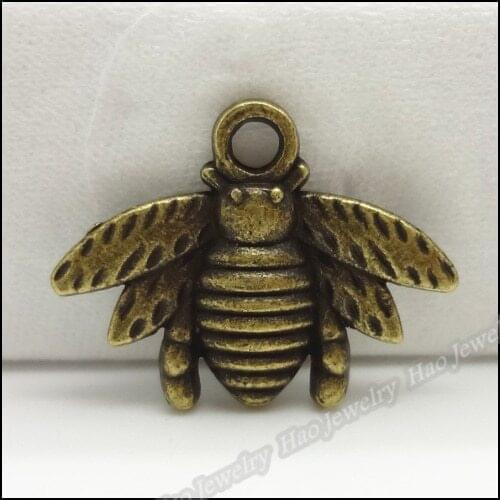 80pcs Vintage Charms Bee Pendant Antique bronze Fit Bracelets Necklace DIY Metal Jewelry Making