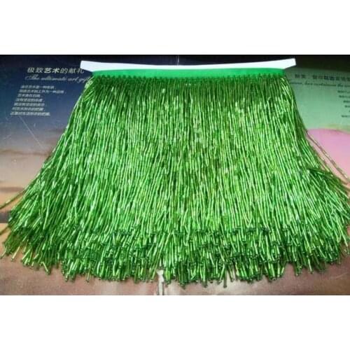 Green heavy bead fringe tassel trim for dance costume haute couture dress trimming beading fringe gold silver blue