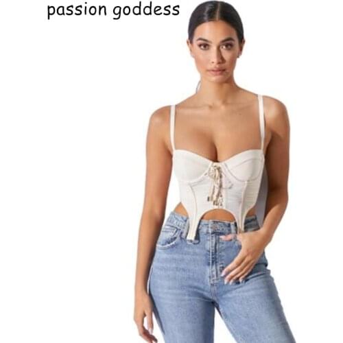 Women Summer Sexy Spaghetti Strap Tank Top Strapless Backless Lace Up Mesh Crop Top Ladies Camis Bustier Top Short Clothes Pink