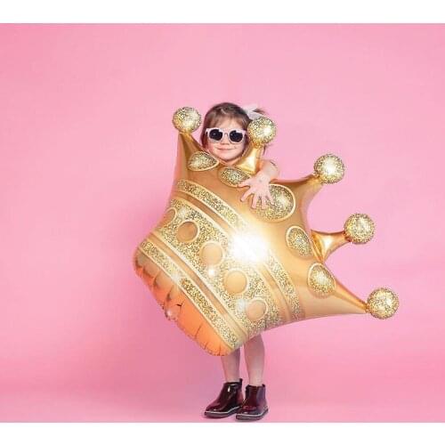 1pc Large Size Gold Crown Foil Balloons Pink Prince Princess Baby Shower Birthday Party decoration Kids Toys Supplies