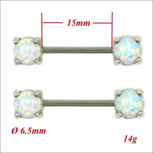 1PC 14g Natural Opal Stone Nipple Bars Piercing Surgical Steel Nipple Shiled Barbell Ring Body Fashion Jewelry For Sexy Women