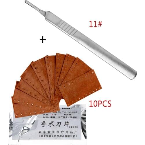 23# 11# 10 Pieces Scalpel Surgical Blades Stainless Steel with 1 Pieces Handle Carving knife For PCB Circuit Board