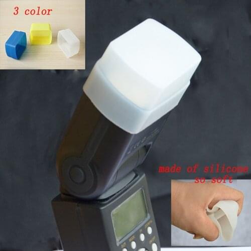 3in1 Silica gel Silicone soft flash diffuser box Cover Cap white blue yellow color for Canon 600ex RT, YN-600ex-RT, Mk-910
