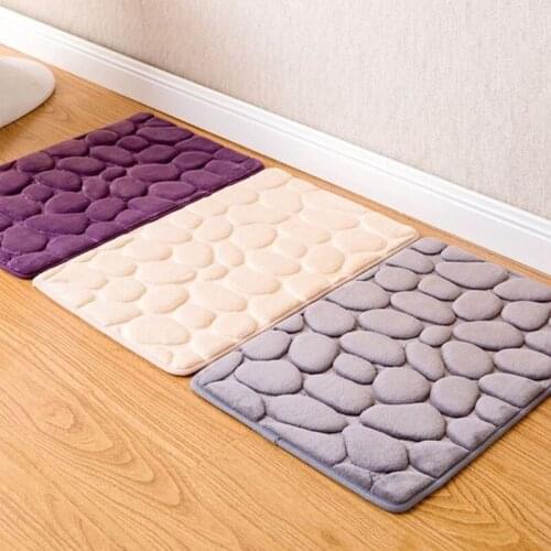 40x60cm 3D Flannel Cobblestone Doormats Kitchen Bathroom Water Absorption Anti-slip Floor Mats Home Living Room Bedroom Foot Pad
