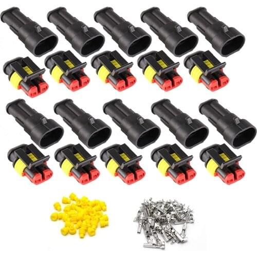 5 sets Kit 2 Pin Way AMP Super seal Waterproof Electrical Wire Connector Plug for Car Auto 2 Pin Way Sealed