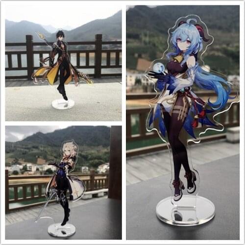 Anime Figure Genshin Impact 77 Barbara Diluc Venti Klee Keqing Qiqi Acrylic Stand Model Plate Desk Decor Standing Sign Gift