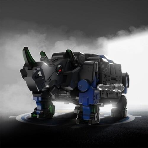 BeastBox Deformation Robots Transformation Animal Toy Cube Model Blue Armor Rhinoceros Rhino Action Figure Jugetes For Gifts