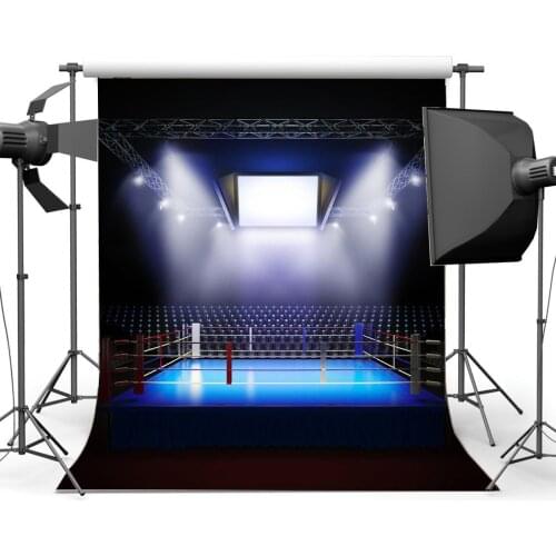 Boxing Backdrops Interior Stadium Stage Lights Dark Athletic Sports Gymnasium Photography Background Boxing Ring Backdrop