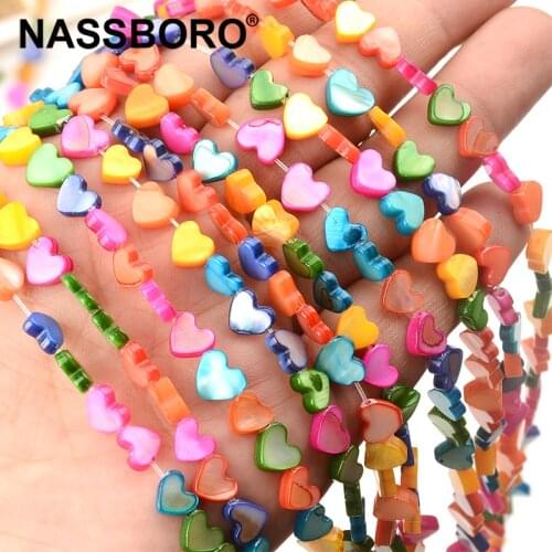 Cross Hole Love Heart Shape Shell Beads Loose Spacer Beads Sea Natural Stone Beads for Jewelry Making Bracelet Necklace Diy