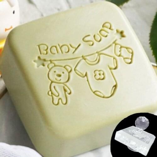 Baby Soap Letter Cloth Pattern Stamp Home Cleaning Natural Seal Acrylic Transparent Imprint Soap Stamp For DIY Making Chapter
