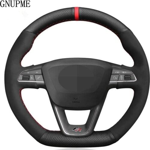 DIY Hand stitched Black Suede Car Steering Wheel Cover For Seat Leon Cupra R Leon ST Cupra Leon ST Cupra Ateca Cupra Ateca FR