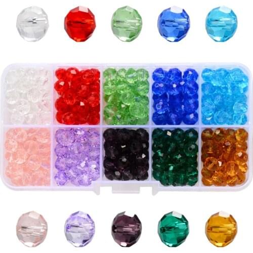 1 Box Faceted Transparent Glass Beads 4/6/8/10mm For jewelry making DIY Decor Accessories Mix 10 Colors