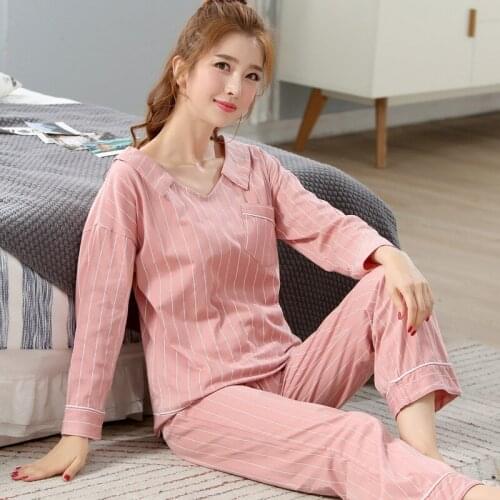 100%Cotton maternity nightwear sets nursing pajamas full sleeve top+trousers sleepwear for postpartum mother pregnant pajamas