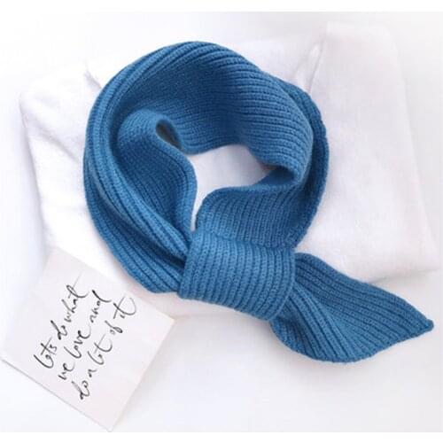 Korean Female Short Cross Wool Knit Scarf Winter Women Solid Color Elastic Soft False Collar Neck Guard Warm Scarves O34