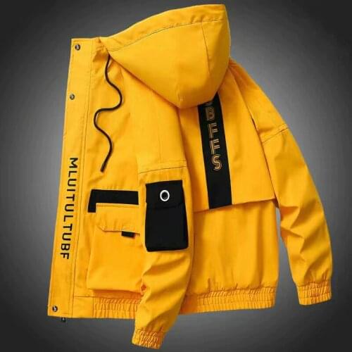 Patchwork Jackets Streetwear Men Big Size 4Xl Hooded Jacket Casual Loose Windbreaker Jacket Male Spring Autumn Hip Hop Coat Homm