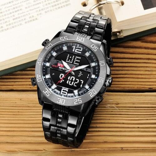 New Style Full Automatic Mens Multifunctional Fashion Waterproof Steel Band Quartz Watch