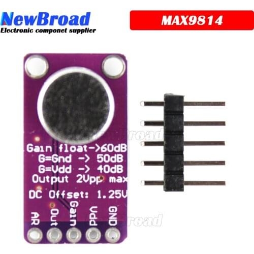 MAX9814 Microphone AGC Amplifier Board Module Auto Gain Control for Arduino Programmable Attack and Release Ratio Low THD