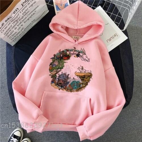 Cute Totoro Studio Ghibli Kawaii Hoodies Harajuku Funny Anime Women Cartoon Sweatshirt Ullzang 90s Fashion Hoody Graphic Female
