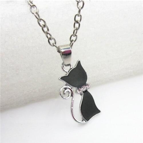 10PCS Fashion Animal Black Cat Necklace Jewelry With 50cm Chains Necklace Dog Paw Necklace Cat Footprint Necklace DIY Jewelry