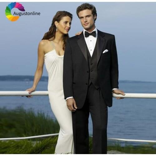 Men Suits For Wedding Black Bridegroom Prom Costume Regular Fit Formal Blazer Custom Made Tuxedo Terno Masculino Best Man 3Piece