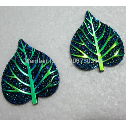 New 10pcs Resin AB color Heart Leaf FlatBack Appliques/wedding DIY craft -C161