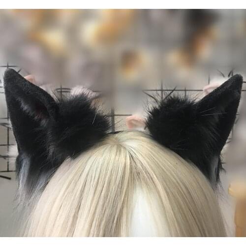 MMGG New Black Wolf Wolves Ears Hairhoop Headwear Lolita cosplay costume accessories Hand made work