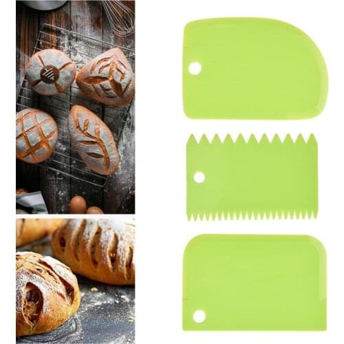 3 Pcs DIY Cake Bowl Scrapers Set Plastic Dough Cutter for Kitchen and Home Tool